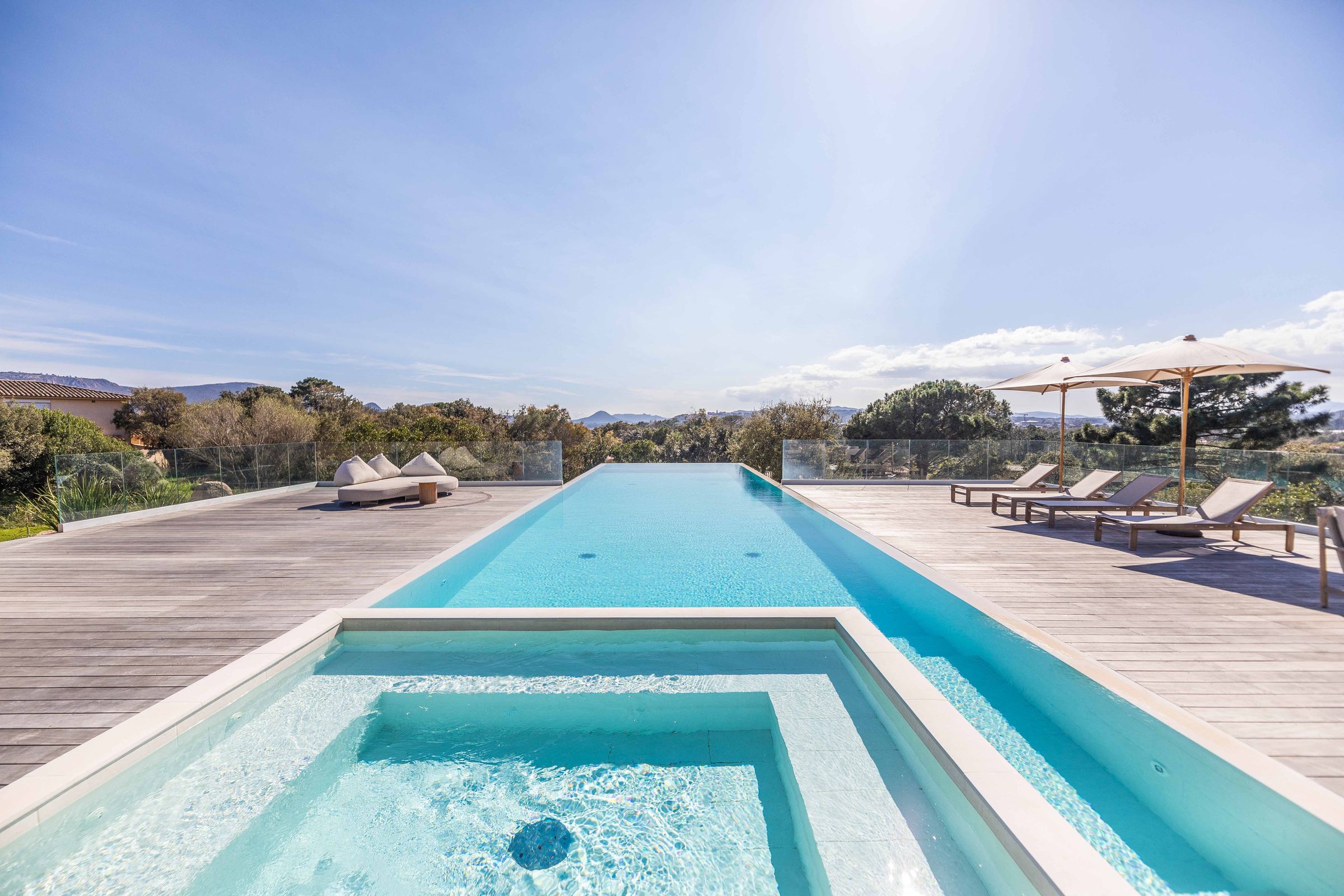 The heated pool and integrated jacuzzi